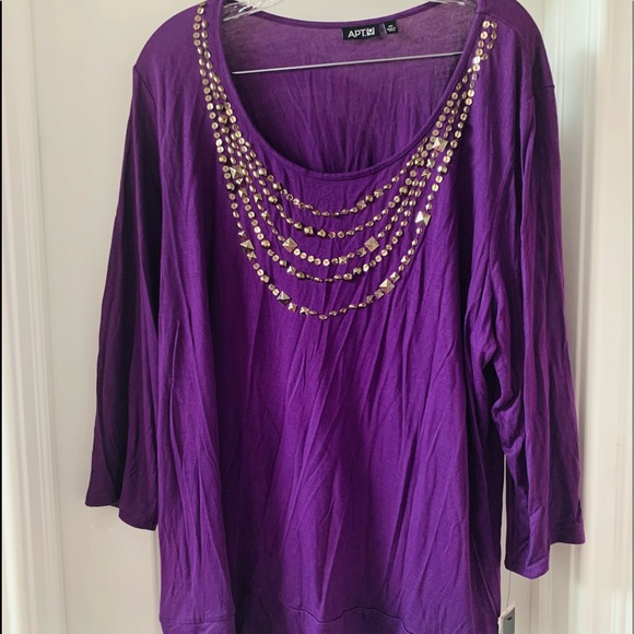 NEW BEAUTIFUL APT 9 PLUMB EMBELLISHED BLOUSE SIZE-2X - Picture 1 of 6